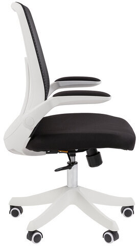 Кресло Chairman CH 565, откидные подлокотники, синхромеханизм, пластик белый, сетка/ткань, черное, 7146048