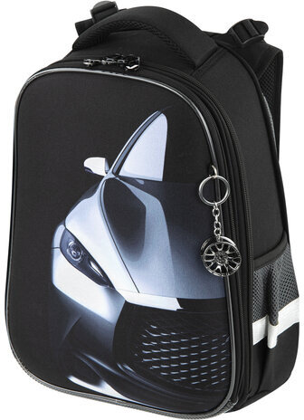 Ранец BRAUBERG PREMIUM, 2 отделения, с брелком, "Fast car", 38х29х16 см, 270600