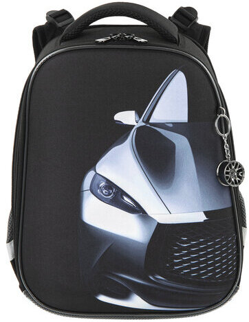 Ранец BRAUBERG PREMIUM, 2 отделения, с брелком, "Fast car", 38х29х16 см, 270600