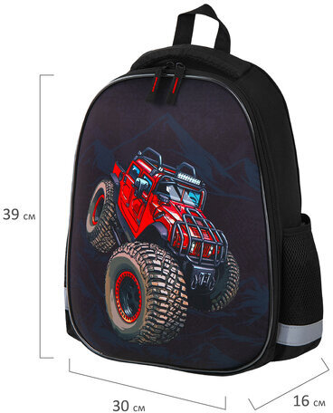 Ранец ПИФАГОР EVA BASIC, 1 отделение, эргономичная спинка, "Big wheels", 39х30х16 см, 271378