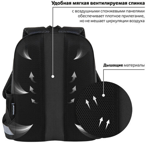 Ранец ПИФАГОР EVA BASIC, 1 отделение, эргономичная спинка, "Big wheels", 39х30х16 см, 271378