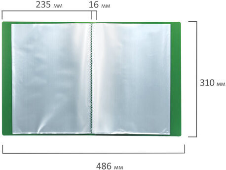Папка 20 вкладышей BRAUBERG "Contract", зеленая, вкладыши-антиблик, 0,7 мм, бизнес-класс, 221774