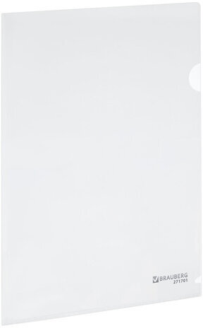Папка-уголок жесткая А4, прозрачная, 0,15 мм, BRAUBERG EXTRA, 271701