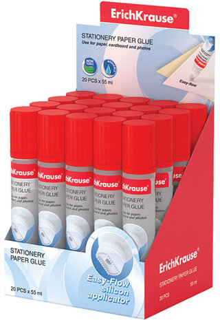 Клей канцелярский ERICH KRAUSE, 55 мл, с силиконовым наконечником, 21024