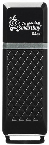 Флеш-диск 64GB SMARTBUY Quartz USB 2.0, черный, SB64GBQZ-K