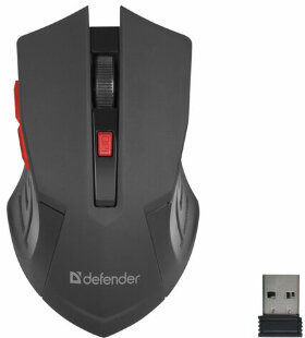 Мышь беспроводная DEFENDER Accura MM-275, USB, 5 кнопок + 1 колесо-кнопка, оптическая, красная, 52276