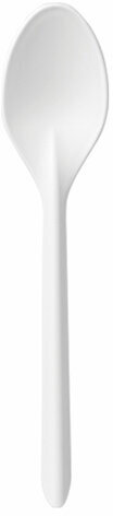 Ложка чайная одноразовая полипропиленовая 125 мм белая, КОМПЛЕКТ 50 шт., ПРЕМИУМ, WELDAY, 881107