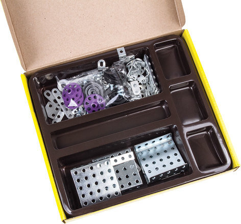 Конструктор металлический ЮНЛАНДИЯ "Для уроков труда №4", развивающий, 130 элементов, 104682