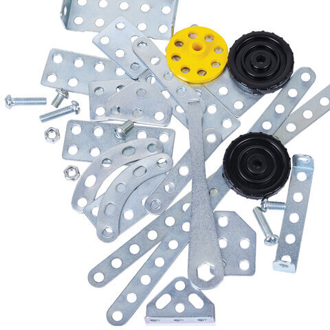 Конструктор металлический ЮНЛАНДИЯ "Для уроков труда №4", развивающий, 130 элементов, 104682