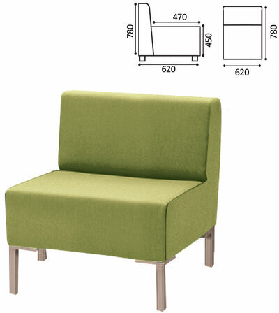 Кресло мягкое "Хост" М-43, 620х620х780 мм, без подлокотников, экокожа, светло-зеленое