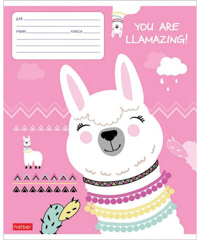 Тетрадь 12 л. HATBER клетка, обложка картон, "Улыбнись!" (5 видов в спайке), 12Т5В1