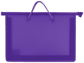 Папка на молнии с ручками ПИФАГОР, А4, пластик, молния сверху, однотонная фиолетовая, 228237