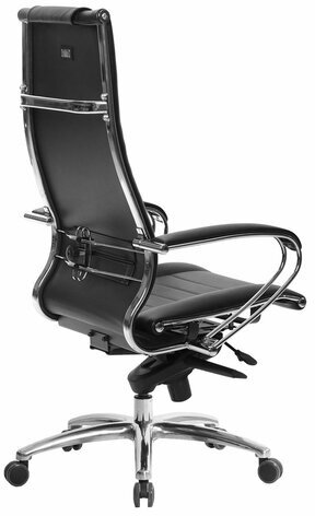 Кресло офисное МЕТТА "SAMURAI" Lux 2, рецик. кожа, регулируемое сиденье, черное