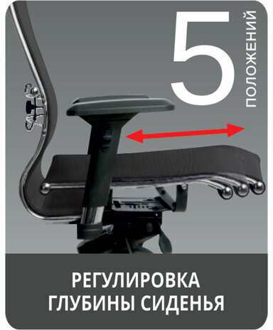 Кресло офисное МЕТТА "SAMURAI" Lux 2, рецик. кожа, регулируемое сиденье, черное