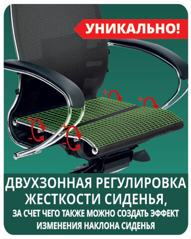 Кресло офисное МЕТТА "SAMURAI" Lux 2, рецик. кожа, регулируемое сиденье, черное