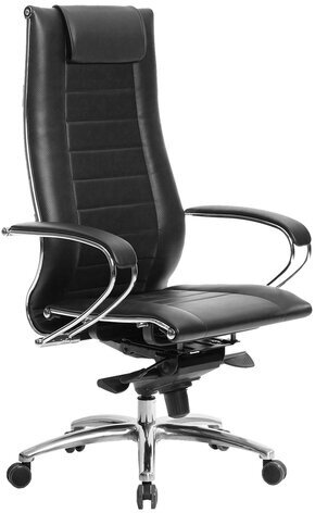 Кресло офисное МЕТТА "SAMURAI" Lux 2, рецик. кожа, регулируемое сиденье, черное