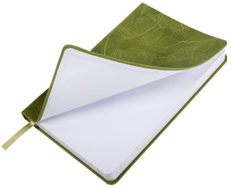 Ежедневник датированный 2026 А5 138x213 мм, BRAUBERG "Foliage", под кожу, гибкий, зеленый, 117128