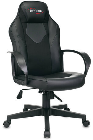 Кресло компьютерное BRABIX "Game GM-017", экокожа/ткань, черное, 532641, GM-017_532641