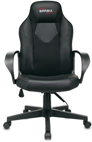 Кресло компьютерное BRABIX "Game GM-017", экокожа/ткань, черное, 532641, GM-017_532641