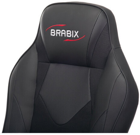 Кресло компьютерное BRABIX "Game GM-017", экокожа/ткань, черное, 532641, GM-017_532641
