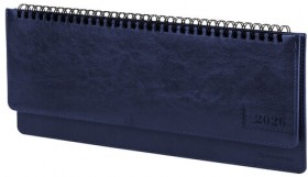 Планинг датированный 2026 305х140 мм BRAUBERG &quot;Imperial&quot;, под кожу, синий, 117228