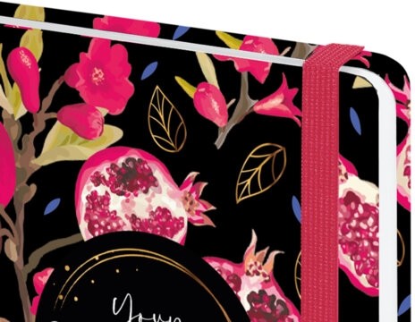 Ежедневник датированный 2026 с резинкой 145х203 мм, А5, BRAUBERG, твердый, фольга, "Гранаты", 117333