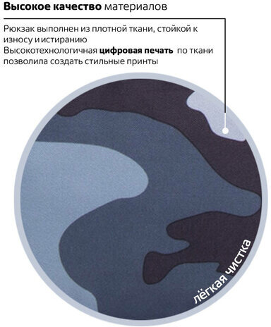 Рюкзак BRAUBERG, универсальный, сити-формат, Серый камуфляж, 20 литров, 41х32х14 см, 228857