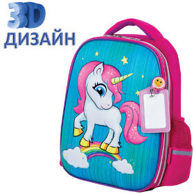 Ранец ЮНЛАНДИЯ LIGHT, 2 отделения, &quot;Neon unicorn&quot;, 3D панель, 38х29х16 см, 229916