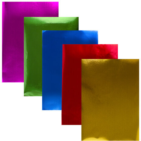 Цветная фольга А4 АЛЮМИНИЕВАЯ НА БУМАЖНОЙ ОСНОВЕ, 5 листов 5 цветов, ЮНЛАНДИЯ, 210х297 мм, 111959