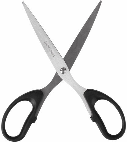 Ножницы BRAUBERG "Classic", 185 мм, чёрные, классической формы, 2-х сторонняя заточка, 230934