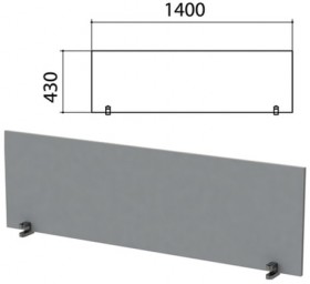 Экран-перегородка &quot;Этюд&quot;, 1400х18х430 мм, серый (КОМПЛЕКТ С ФУРНИТУРОЙ)