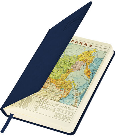 Ежедневник датированный 2023 А5 138x213 мм BRAUBERG "Imperial", под кожу, синий, 114035