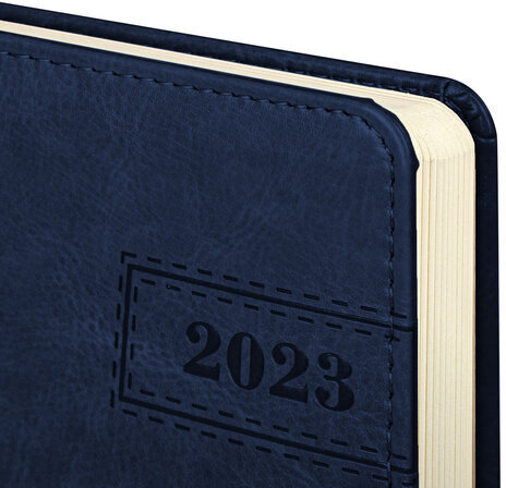 Ежедневник датированный 2023 А5 138x213 мм BRAUBERG "Imperial", под кожу, синий, 114035