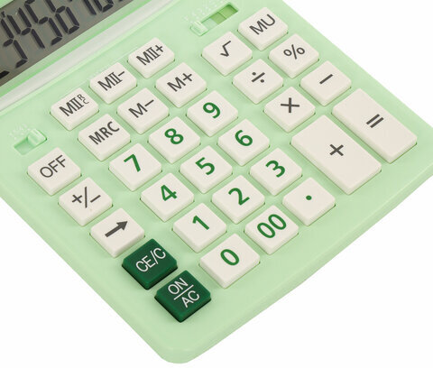 Калькулятор настольный BRAUBERG EXTRA PASTEL-12-LG (206x155 мм), 12 разрядов, двойное питание, МЯТНЫЙ, 250488
