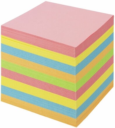 Блок для записей BRAUBERG в подставке прозрачной, куб 9х9х9 см, цветной, 122225