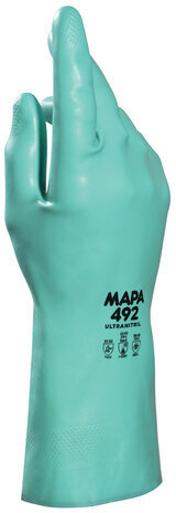 Перчатки нитриловые MAPA Ultranitril 492, хлопчатобумажное напыление, размер 10 (XL), зеленые