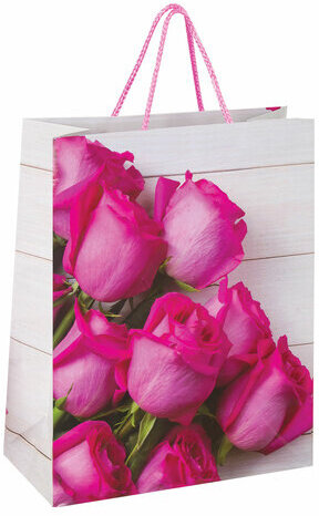 Пакет подарочный 26x12,7x32,4 см, ЗОЛОТАЯ СКАЗКА "Розовые розы", ламинированный, 606582