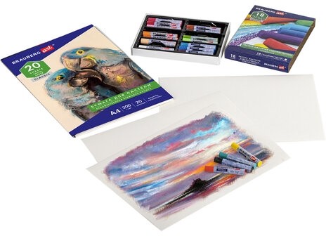 Бумага для пастели А4, 20 л., бумага слоновая кость ГОЗНАК 200 г/м2, тиснение Скорлупа, BRAUBERG ART, 126306