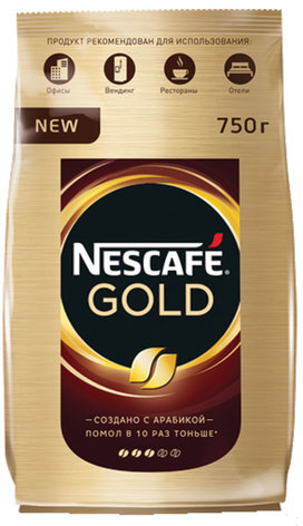 Кофе молотый в растворимом NESCAFE (Нескафе) "Gold", сублимированный, 750 г, мягкая упаковка, 01951, 12348310