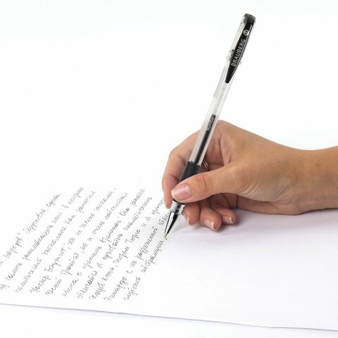 Ручка гелевая с грипом BRAUBERG "Number One", ЧЕРНАЯ, узел 0,5 мм, линия письма 0,35 мм, 141194