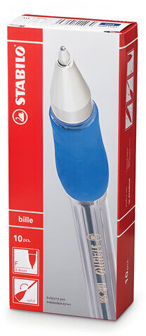 Ручка шариковая с грипом STABILO "Bille", СИНЯЯ, корпус прозрачный, узел 0,7 мм, линия письма 0,38 мм, 508/41