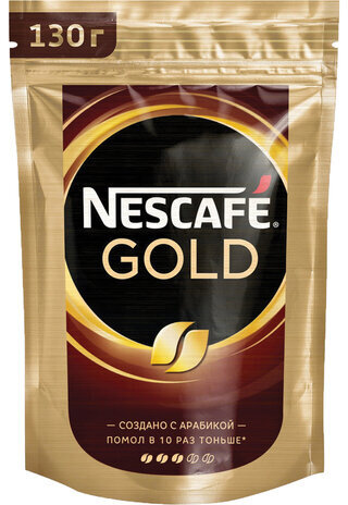 Кофе молотый в растворимом NESCAFE (Нескафе) "Gold", сублимированный, 130 г, мягкая упаковка, 12402924