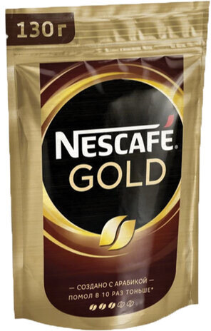 Кофе молотый в растворимом NESCAFE (Нескафе) "Gold", сублимированный, 130 г, мягкая упаковка, 12402924