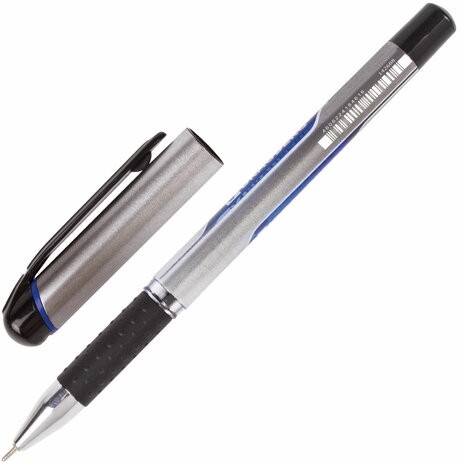 Ручка шариковая масляная с грипом BRAUBERG "Signature", СИНЯЯ, печать, узел 0,7 мм, линия письма 0,35 мм, 142688