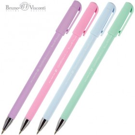 Ручка шариковая BRUNO VISCONTI "SlimWrite", "Zefir", СИНЯЯ, корпус ассорти, узел 0,5 мм, линия письма 0,3 мм, 20-0204