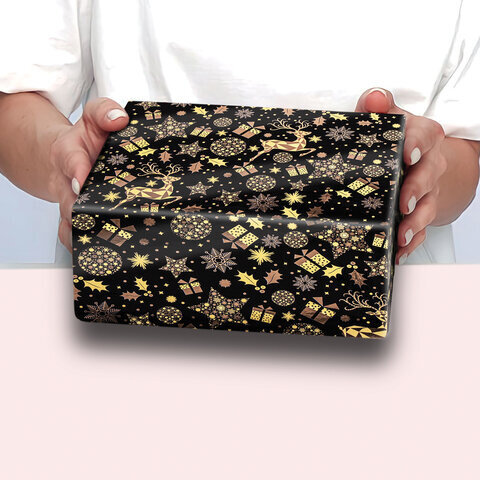 Бумага упаковочная С ЭФФЕКТАМИ новогодняя "Winter mix", 70х100 см, 6 дизайнов, ЗОЛОТАЯ СКАЗКА, 591934