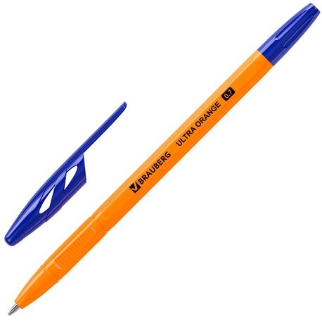Ручка шариковая BRAUBERG "ULTRA ORANGE", СИНЯЯ, узел 0,7 мм, чернила ГЕРМАНИЯ, наконечник ШВЕЙЦАРИЯ, 143562