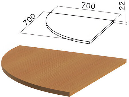 Стол приставной угловой "Монолит", 700х700х750 мм, БЕЗ ОПОРЫ (640137), цвет орех гварнери, ПМ33.3