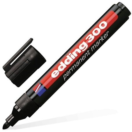 Маркер перманентный (нестираемый) EDDING "300", ЧЕРНЫЙ, круглый наконечник, 1,5-3 мм, E-300/1