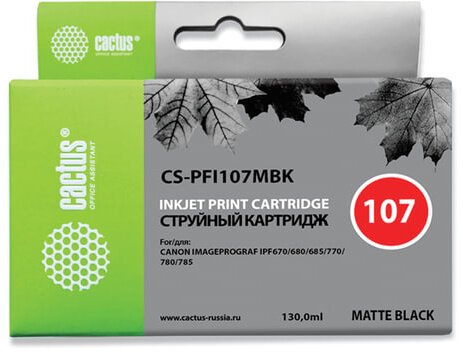 Картридж струйный CACTUS (CS-PFI107MBK) для CANON PF680/685/780/785, матовый черный